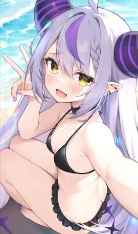 1girls absurd_res absurdres armpits bare_armpits bare_ass bare_back bare_belly bare_butt bare_calves bare_chest bare_hands bare_hips bare_knees bare_legs bare_midriff bare_navel bare_shoulders bare_soles bare_thighs bare_torso barefoot belly bikini bikini_bottom bikini_only bikini_top black_bikini black_bikini_bottom black_bikini_only black_bikini_top black_choker black_ear_piercing black_horn black_horns black_micro_bikini black_string_bikini black_swimsuit black_swimwear blush blushing_at_viewer blushing_female braid braided_bangs braided_hair breasts choker cleavage collarbone dot_nose ear_piercing elbows embarrassed_female eyebrows_visible_through_hair feet female female_focus female_only fingernails fingers full_body hair_between_eyes half_naked haru_(re_ilust) high_resolution highres hololive hololive_japan holox horn horns knees la+_darknesss legs light-skinned_female light_skin long_hair looking_at_viewer micro_bikini nail nail_polish open_mouth open_mouth_smile parted_lips peace_sign petite petite_body petite_breasts petite_female purple-haired_female purple_eyebrows purple_fingernails purple_hair purple_horn purple_horns purple_nail purple_nail_polish purple_toenail_polish purple_toenails sea seaside shoulders sideboob silver-haired_female silver_hair simple_background sitting slender_body slender_waist slim_female slim_waist small_breasts smile smiling_at_viewer solo squatting string_bikini swimsuit swimwear thick_thighs thighs thin_waist toenail_polish toenails toes tongue v virtual_youtuber white-haired_female white_hair yellow-eyed_female yellow_eyes