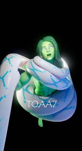 3d female fortnite fortnite:_battle_royale green_hair green_skin happy_trance hypnosis kaa kaa_eyes marvel marvel_comics mind_control muscular muscular_female she-hulk snake squeezing theoneavobeall7_(artist)