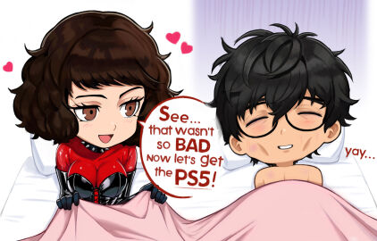 1boy 1girls after_sex age_difference bdsm bdsm_gear bdsm_outfit bedroom_eyes black_eyes black_hair bodysuit bondage_gear bondage_outfit brown_eyes brown_hair clothed_female_nude_male collar corset dominatrix drained dubious_consent elbow_gloves female femdom glasses gloves guy_tired_after_sex_(meme) humor latex latex_gloves male malesub meme mexico_alien neggoartz nervous older_female older_female_and_younger_male persona persona_5 playstation ps5 regret ren_amamiya rubber sadayo_kawakami short_hair smile smirk snapchat text tight_clothing wholesome wife_material worried