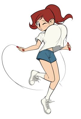 1girls audrey_page bouncing_breasts breasts breasts_against_own_face exercise female golden_girl inconvenient_breasts jump_rope saburox tagme the_developing_adventures_of_golden_girl