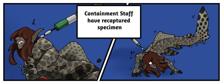 anthro blue_background blush brown_body brown_hair catch_pole cel_shading claws cuntboy cuntboy_sans_balls cuntboy_transformation ear_fins fin genitals gill_hair grey_body hair herm hermaphrodite humanoid intersex male male_to_cuntboy maleherm marine markings merfolk mermaid_tail mermaid_transformation merman monster_boy mti_transformation multi_genitalia penis puppetmaster13uwu pussy shaded sharp_teeth simple_background species_transformation split_form spots spotted_body teeth transformation transformation_sequence