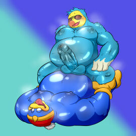 1:1 absurd_res anal animal_crossing anthro avian balls belly bird blue_body blue_feathers blush columbid cowgirl_position crossover dodo duo erection eyewear feathers female foreskin from_front_position gay genitals hi_res king_dedede kirby_(series) male male/male musclegut muscular navel nintendo nipples nude on_bottom on_top pecs penguin penis recently_extinct_species samonaa2 sex sunglasses uncircumcised vein veiny_penis wilbur_(animal_crossing)