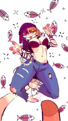 1girls 2024 2024s 9:16 absurd_res absurdres anthro barefoot beanie big_breasts black_bra black_clothing blue_jeans bottomwear bra breasts calico_cat cat_smile cheek_tuft clothed clothing compact_body denim denim_bottomwear denim_clothing digital_media_(artwork) ear_piercing ears_down epic_games eyelashes facial_tuft feet felid feline felis female female_focus female_only fortnite fortnite:_battle_royale fur furry furry_female hat headgear headwear hi_res huhujujuy jeans looking_at_viewer mammal meow_skulls meow_skulls_(fortnite) orange_body orange_fur pants pattern_background pawpads piercing pivoted_ears purple_body purple_fur raised_clothing simple_background smile solo tail tan_body tan_fur thick_thighs thighs tongue tongue_out topwear torn_clothing torn_pants wide_hips yellow_eyes