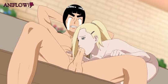 1boy 1girls aniflow blonde blonde_hair blowjob boruto:_naruto_next_generations female human ino_yamanaka male naruto oral oral_sex penis rock_lee straight suck sucking_penis