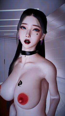 1girls 3d 4k aqua_eyes areolae asian asian_female big_breasts black_hair black_lipstick black_makeup breasts collar completely_nude crashbanditkut earrings eyelashes eyes_squinting female female_focus gothic hair hi_res high_resolution highres light-skinned_female light_skin lips lipstick long_eyelashes long_hair looking_at_viewer makeup mole mole_under_eye nipples nude nude_female original original_character qos qos_tattoo queen_of_spades queen_of_spades_symbol queen_of_spades_tattoo solo spade_tattoo spiked_collar squint virt-a-mate virtamate