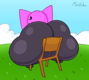 1girls adorable anthro ass ass_bigger_than_body big_ass big_butt bow_(ii) bubble_ass bubble_butt commission cute fat female huge_ass inanimate inanimate_insanity inanimate_object looking_at_viewer looking_back moonilade object_show object_shows reference_image solo