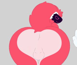 animated anthro anus ass ass_jiggle balls big_ass big_butt butt_jiggle butt_slap disembodied_hand flat_colors fur furry furry_male genitals jiggling k0_bemy machine male male_only multicolored_body presenting presenting_anus presenting_hindquarters protogen red_body red_fur simple_background slap solo solo_male spanking tail two-tone_body visor