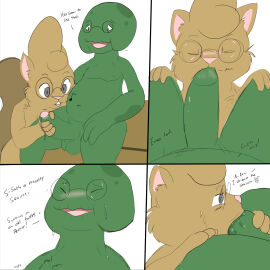 age_difference anthro blush bodily_fluids buckteeth dialogue duo eyewear fellatio foreskin foreskin_play genital_fluids genitals glasses handjob hi_res leaking_precum male male/male mammal navel older_male oral oral_penetration penetration penile penis precum reptile rodent scalie sciurid sex slightly_chubby squirrel sucking_tip sweat sweatdrop teeth tree_squirrel turtle twee twerpishimp uncircumcised whistling wrinkles