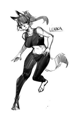 2025 belly big_chest big_ears black_nose bra busty busty_female canine cross female furry furry_female furry_only hourglass_figure hourglass_figured_female janjin192 kambo lenka_(kambo) oc original original_character safe safe_for_work sfw sketch solo solo_female sweatpants tail thick_thighs thighs white_background