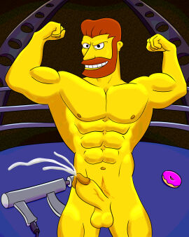 big_penis cumshot evil gay hank_scorpio male male_only muscular muscular_male penis red_hair the_simpsons toonfurart yellow_body