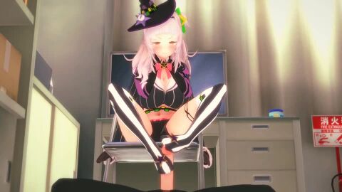 1boy 1boy1girl 1girls 3d 3d_animation akira_brave777 animated belly_button blush bow breasts cleavage clothed feet feet_on_penis female female_focus foot_focus footjob gloves hololive hololive_japan indoors long_hair male moaning murasaki_shion navel penis pov solo_focus sound spread_legs tagme thighhighs thighs video virtual_youtuber vtuber white_hair witch witch_hat yellow_eyes