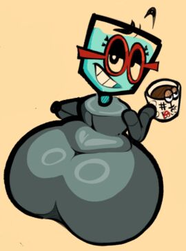 ass bubble_ass bubble_butt coffee_mug fizzooka jackbox_games job_job looking_at_viewer looking_back m._bubbles smirk water_cooler