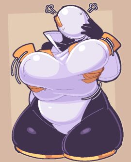 artificer_(risk_of_rain) bbw big_breasts breast_grab breasts clothing elder_lemurian female lemurian male orange_hands out_of_frame_male risk_of_rain risk_of_rain_2 sweating welwraith wide_thighs