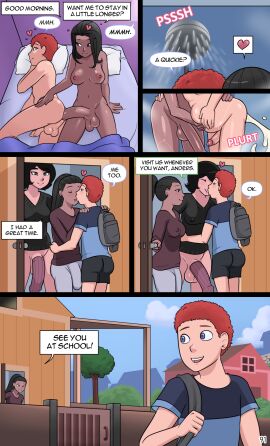 1boy 2futas anal anal_sex anders_(nobody_in_particular) anus ass bed bedroom blue_eyes cock cocksleeve color comic comic_page cum cum_in_ass cumflated_belly cumflation dark-skinned_futa dark_hair dark_skin english_text erection futa_on_male futa_penetrating_male futanari green_eyes grey_eyes horny huge_cock intersex kiss_on_lips kissing light-skinned_futa light-skinned_male light_skin male male_penetrated mother_and_daughter mother_and_daughters_boyfriend nobody_in_particular nude nude_futa nude_male penis shower shower_head shower_sex showering sleeping_nude sleeping_together veronica_(nobody_in_particular) vivian_(nobody_in_particular) waking_up