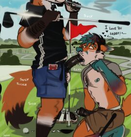 2025 abs age_difference anthro anthro_on_anthro anthro_penetrated anthro_penetrating anthro_penetrating_anthro areola arm_hair ball balls beard big_penis bodily_fluids body_hair bottomwear canid canine chest_hair cigarette claws clothed clothing cloud collared_shirt crescent_moon daddy_kink day detailed_background dialogue dripping duo english_text erection eyebrow_piercing eyebrow_ring eyebrows facial_hair facial_piercing father_(lore) father_and_child_(lore) father_and_son_(lore) father_penetrating_son fellatio flag flag_(object) footwear foreskin fox frisky_(foxjxck) fur genitals glans golf golf_ball golf_club golf_course grass hair heart_after_text heart_symbol hi_res highlights_(coloring) holding_object humanoid_genitalia humanoid_penis incest_(lore) jerro jockstrap kneeling lens_flare looking_up makani_(foxjxck) male male/male male_penetrated male_penetrating male_penetrating_male mammal moon muscular muscular_anthro muscular_male navel nipple_piercing nipples nose_piercing nose_ring older_dom_younger_sub onomatopoeia oral oral_penetration outside painterly parent_(lore) parent_and_child_(lore) parent_and_son_(lore) pecs penetration penile penis penis_in_mouth piercing plant plantigrade pubes raised_clothing raised_shirt raised_topwear ring_piercing saliva saliva_drip saliva_on_penis sandals sex shadow shirt shoes shorts shrub signature sky smoke smoking son_(lore) sound_effects sport standing stubble text topwear tuft underwear unretracted_foreskin unzipped vein younger_penetrated zipper