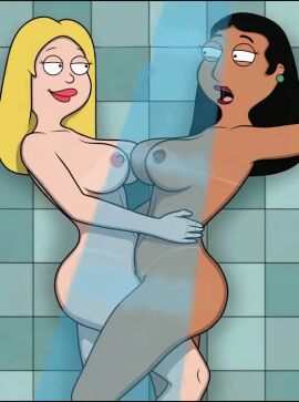 10_seconds ai_animation ai_assisted ai_generated american_dad animated animation arabian big_breasts black_hair blonde_hair dark_skin francine_smith light_skin linda_memari scissoring sexfightfun shower shower_sex showering tagme tan tanline tribadism video yuri