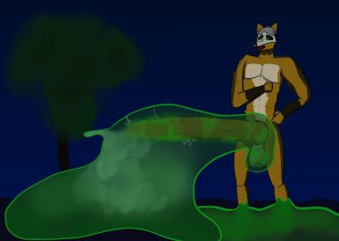 ambiguous_gender ambiguous_penetrated animal_genitalia animal_penis anterior_nasal_aperture anthro balls balls_fondling big_balls big_penis bodily_fluids canid canine canine_genitalia canine_penis cum cum_collecting cum_in_goo dekofox dekofox_(fursona) demon excessive_cum excessive_genital_fluids fondling forced_orgasm fox genital_fluids genitals glowing glowing_eyes green_eyes hi_res huge_cock hybrid hyper hyper_genitalia hyper_penis knot knotted_penis long_penis male male/ambiguous male_penetrating mammal mask masturbation motion_lines night nude open_mouth orange_body orgasm outside penetration penile penis penis_in_slime penis_milking plant skull_mask slime slime_on_penis solo surprised_expression tree vein veiny_penis