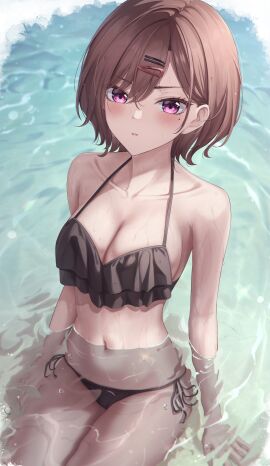 1girls arm_support bare_arms bare_belly bare_chest bare_hands bare_hips bare_legs bare_midriff bare_navel bare_shoulders bare_skin bare_thighs bare_torso belly belly_button bikini bikini_bottom bikini_only bikini_top black_bikini black_bikini_bottom black_bikini_only black_bikini_top black_string_bikini black_swimsuit black_swimwear blue_background blush blush_face blush_lines blushed_face blushing_at_viewer blushing_face blushing_female breasts brown-haired_female brown_eyebrows brown_hair busty busty_female cleavage collarbone dot_nose dripping_wet embarrassed_exposed_female embarrassed_expression embarrassed_female exposed exposed_arms exposed_belly exposed_legs exposed_midriff exposed_shoulders exposed_thighs female female_only fingers frown frown_eyebrows frowning frowning_at_viewer groin half_naked half_nude hand_on_floor hand_on_ground high_resolution highres higuchi_madoka idolmaster idolmaster_shiny_colors large_breasts lean_figure legs legs_together light-skinned_female light_skin looking_at_viewer looking_up looking_up_at_viewer marinesnow medium_hair mole mole_under_eye narrow_waist navel open_mouth outdoor_nudity outdoors outside partially_submerged partially_submerged_legs purple-eyed_female purple_eyes pussy short_hair shoulders side-tie_bikini sitting slender_body slender_waist slim_female slim_waist soaked soaked_pussy solo string_bikini submerged_feet submerged_legs swimsuit swimwear thick_thighs thighs thin_waist upper_body v-line wet wet_ass wet_belly wet_bikini wet_body wet_breasts wet_butt wet_face wet_hair wet_legs wet_pussy wet_skin wet_thighs