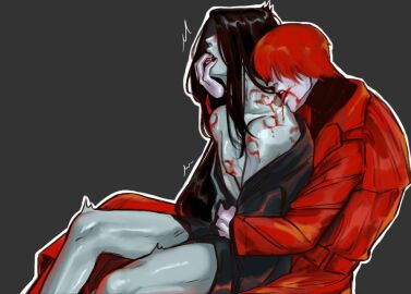 2boys dark_hair gay hand_on_penis hickey homicipher long_hair male monster monster_boy mr._scarletella mr_crawling penis red_hair short_hair trembling yaoi