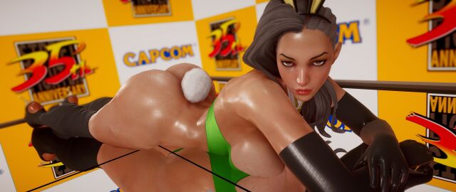 3d athletic athletic_female bare_shoulders breasts bunny_ears bunny_girl bunnysuit busty capcom cleavage ecchi_fighties female female_focus female_only hourglass_figure laura_matsuda pinup pinup_pose skimpy skimpy_clothes street_fighter street_fighter_v tagme wide_hips