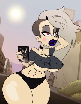 1girls ass big_ass big_breasts big_lips bimbo bimbo_lips bimbofication breasts edit female helluva_boss huge_lips loona_(helluva_boss) notagoodguy1_(autor) thick