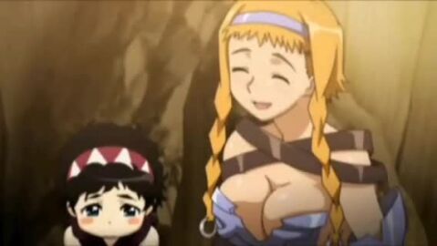 1boy 2girls blush breast_smother breast_squish breasts cattleya huge_breasts leina queen's_blade rana sound tagme video