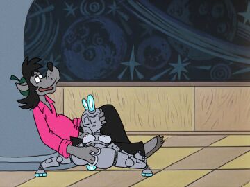 animated anthro anthro_penetrated black_hair breasts breath canid canine canis closed_eyes clothed clothed_sex clothing digital_media_(artwork) duo female female_penetrated grey_body hair hare hat headgear headwear humanoid lagomorph leporid looking_pleasured machine male male/female male_penetrating male_penetrating_female mammal marine mtf_crossgender open_mouth oral penetration penile penile_penetration penis robot robot_anthro rule_63 sex short_playtime size_difference sleep_sex sleeping soyuzmultfilm tongue volk_(wjyw) vylfgor well_just_you_wait! wolf zayats_(wjyw)