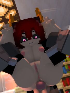 1boy 1girls 3d aita_(zheng_yi_miao) anal_sex anus ass bedroom breasts burgundy_hair demon demon_girl erect_penis female horns horny_female humanoid_penis looking_at_penis looking_down looking_pleasured male mine-imator minecraft outside penis pink_eyes pointy_ears pussy spread_legs stand_and_carry_position standing_sex tagme wet_pussy zheng_yi_miao