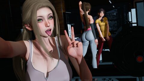 3d 3girls alternate_costume annie_(eternum) ass ass_focus big_breasts blonde_female blonde_hair blue_eyes blush bra_peek braid braided_hair breasts brown_hair brunette_hair butt_focus caribdis cleavage dalia_(eternum) eternum female female_focus female_only green_eyes gym gym_bottomwear gym_clothes gym_clothing gym_shirt hair human leggings light-skinned_female light_skin long_hair looking_at_another looking_at_viewer looking_away mole mole_on_breast multiple_females multiple_girls open_mouth peace_sign penelope_(eternum) ponytail pov pov_eye_contact sister sisters sports_bra sportswear taking_picture taking_selfie tongue tongue_out