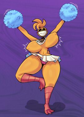 animatronic animatronic_girl ass ass_bigger_than_head beakless big_ass big_breasts black_sclera breasts breasts_bigger_than_head cheerleader cheerleader_uniform chicken chicken_girl female female_only five_nights_at_freddy's five_nights_at_freddy's_2 gluestudd pom_poms robot robot_girl scottgames solo toy_chica_(fnaf) yellow_body