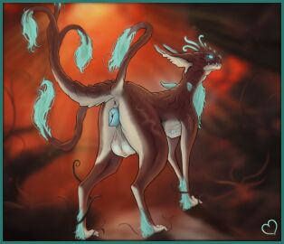 alien animal_genitalia animal_pussy anus balls blue_body blue_fur brown_body canine_genitalia canine_pussy digital_extremes feral feral_only fur futanari genitals herm hi_res intersex kavat mammal nipples pussy saintmarmo scales solo tencent warframe