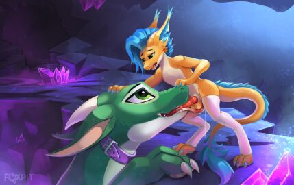 absurd_res animal_genitalia anthro anthro_on_feral balls bodily_fluids claws clothing cock_and_balls_blowjob dragon duo erection feet feral foxpit genitals green_body green_eyes hi_res horn kobold legwear licking loksy_(foxpit) long_tongue male male/male mythological_creature mythological_scalie mythology open_mouth oral penetration penile penis penis_in_mouth penis_lick saliva saliva_on_balls saliva_on_face saliva_on_penis saliva_on_tongue scales scalie sex sheath stockings sucking tongue tongue_out tonguejob yellow_body zoophilia