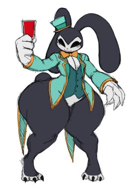 androgynous anthro bottomless card featureless_crotch female female_focus feminine fur furry hat magician original original_character pear-shaped_figure pear_shaped rabbit sssonic2 tagme thick_thighs wide_hips