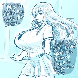 big_breasts huge_breasts ikaruga_(senran_kagura) long_hair school_uniform senran_kagura skirt vkid