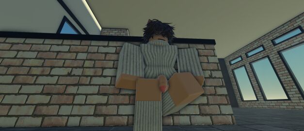 1boy 3d bottomless brown_hair cat_ears cock femboy flaccid foreskin glasses male partially_clothed penis purple_voidx roblox robloxian self_upload source_request standing tagme thighs uncircumcised white_shirt