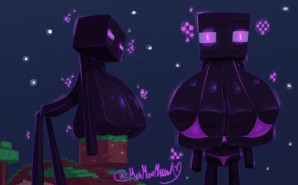 1girls artist_signature barely_contained big_breasts bikini breasts breasts_bigger_than_head bursting_breasts cleavage cleavage_overflow covered_nipples cubic_breasts dark_skin enderman enderwoman female glowing_eyes grass holding_object huge_breasts long_legs looking_at_viewer minecraft mojang monmonmallow night purple_eyes sagging_breasts sideboob softcore solo square_body square_breasts thin thin_waist tight_clothing top_heavy underboob