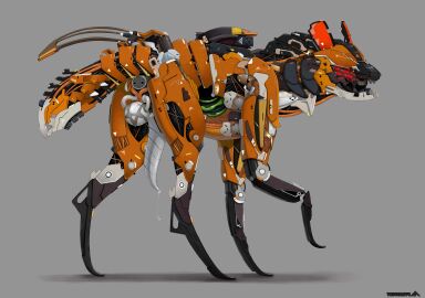 2024 ass black_body bodily_fluids canid canine cum_tank digital_media_(artwork) dripping erection feral genital_fluids genitals hi_res horizon_(series) machine male male_feral mammal maned_wolf multicolored_body orange_body penis precum precum_drip quadruped robot robot_feral solo solo_male sony_corporation sony_interactive_entertainment tapering_penis truegrave9 white_body