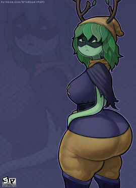 1girls adventure_time ass big_ass big_breasts bottom_heavy breasts bubble_ass bubble_butt clothing curvaceous curvy curvy_body curvy_female fat_ass female female_only fit fit_female green_hair green_skin huge_ass huntress huntress_wizard ignantastro large_ass looking_at_viewer looking_back massive_ass solo stardustpapi thick_ass thick_thighs tomboy wide_hips wizard