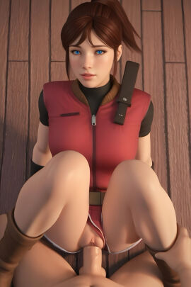 ai_assisted ai_generated blue_eyes boots brown_hair capcom claire_redfield floor_sex fucking having_sex horny insertion intercourse penetration penis playstation pussy resident_evil resident_evil_2 sex thighs thrusting vagina vaginal_penetration vaginal_sex