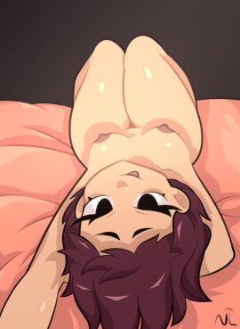 breasts camera_pov female naked nightlamp nude original_character purple_hair thick_thighs