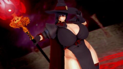3d 3d_render big_breasts breasts female koikatsu mage magic magical_girl nuno_seinaru original original_character solas_(artist) sorceress thighhighs thighs voluptuous voluptuous_female witch