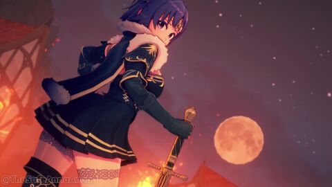 animated anna_anon big_tits clothed_female cum detailed_background female fire longer_than_30_seconds masturbation moon night penis purple_eyes purple_hair shorter_than_one_minute skirt sound sword tagme video voice_acted