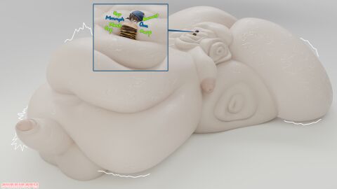 3d alternate_version_available belly_noises big_belly big_breasts blob blob_face blue_beanie brown_hair burp burping close_up fat_ass fat_belly fat_face femboy femboy_only gluttony hyper hyper_penis oc onomatopoeia original_character ssbbw sunninsfw ussbbw