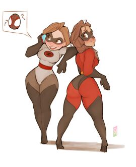 alternate_costume ass cosplay elastigirl elastigirl_(the_incredibles_2_supersuit) female helen_parr marvel marvel_comics rio_morales rio_morales_(spider-verse) spider-man:_across_the_spider-verse spider-man:_into_the_spider-verse spider-man_(series) the_incredibles thick_thighs thighs tomphelippe wellington_phelippe wide_hips