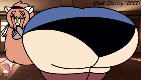 1girls ass black_panties blue_skirt doki_doki_literature_club female female_only female_solo ghost_stargirl huge_ass monika_(doki_doki_literature_club) panties skirt solo solo_female solo_only tagme the_starboy