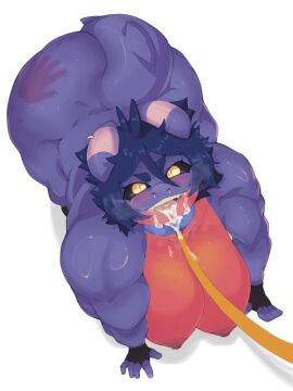 3:4 after_sex anthro big_breasts black_sclera blue_body blue_hair blue_scales bodily_fluids breasts clothing collar cum cum_in_mouth cum_inside dragon erect_nipples facial_piercing female female_garchomp fingerless_gloves furgonomics furry-specific_piercing garchomp generation_4_pokemon genital_fluids gloves hair hand_print handwear hi_res huge_breasts leash leashed_collar looking_at_viewer looking_up looking_up_at_viewer muscular muscular_anthro muscular_female mythological_creature mythological_scalie mythology nintendo nipple_bulge nipples nipples_visible_through_clothing nose_piercing piercing pokemon pokemon_(species) pokemon_dppt pupils red_body red_scales scales scalie setymus short_hair simple_background slit_pupils solo spank_marks tail white_background yellow_eyes