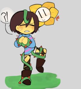 ?! blush flowey_the_flower frisk frisk_(undertale) humiliation panties text undertale