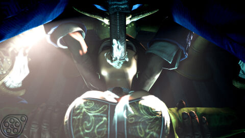 1boy 1girls 3d bioshock bioshock_infinite blowjob breasts busty cleavage corset elizabeth_comstock fellatio female female_only fiestervino low-angle_view male penis sex tagme