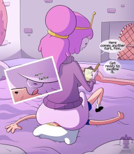 adventure_time ass bed blargsnarf cunnilingus facesitting fart fart_fetish female finn_the_human male pencil princess_bubblegum pussy writing