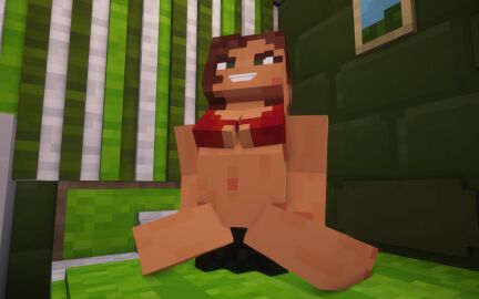 1girls dildo dildo_in_ass female mayser37 minecraft oc on_bed original original_character sex_toy vproda